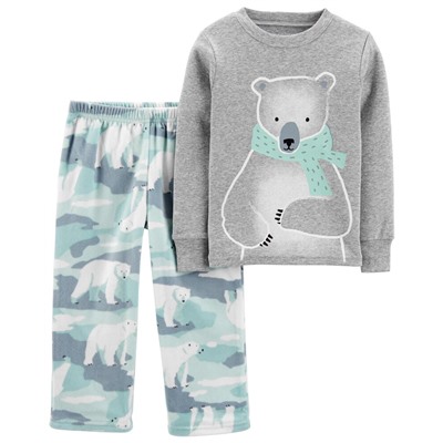 2-Piece Plane Cotton & Fleece PJs