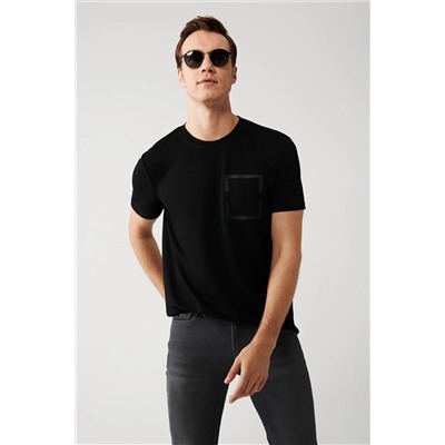 Avva Erkek Siyah Bisiklet Yaka Kısa Kollu Fleksi Baskılı Standart Fit Normal Kesim T-shirt A32y1150 A32Y1150