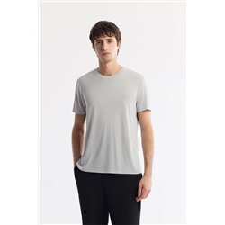 Avva, Erkek Açık Gri Soft Touch Bisiklet Yaka T-shirt B001031