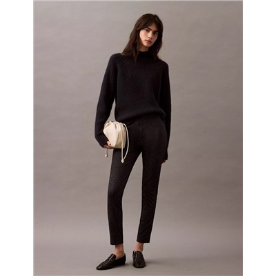 Ponte Herringbone Print Skinny Fit Pants