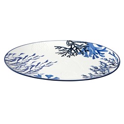 Блюдо, 40х30 см, керамика К, белое, овальное, Синие кораллы, Blue Coral, 63288
