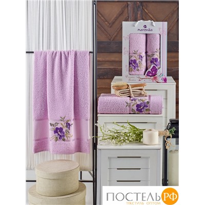 10678 Комп. Пол. MERZUKA махр. в короб. (50x90/1)(70х140/1) 2 шт. DREAMS FLOWER сиреневый