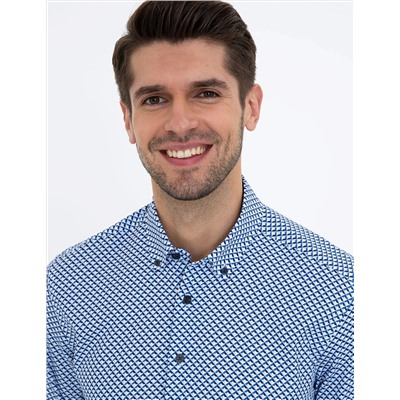 Lacivert Slim Fit Uzun Kollu Gömlek
