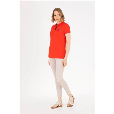 Kadın Kırmızı Basic Polo Yaka Tişört