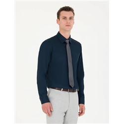 Lacivert Slim Fit Uzun Kollu Basic Gömlek