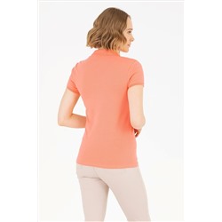 Kadın Somon Basic Polo Yaka Tişört