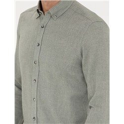 Yeşil Slim Fit Uzun Kollu Gömlek