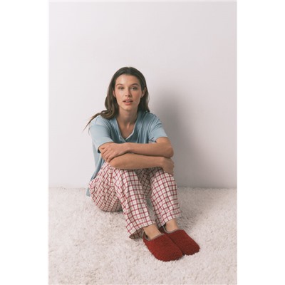 Zapatillas casa borreguito rojo