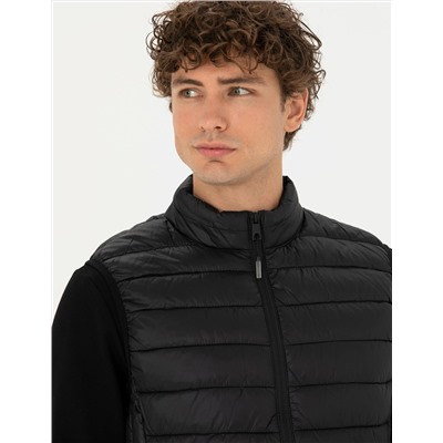 Siyah Slim Fit Kapitone Şişme Yelek