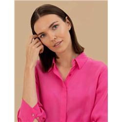 Fuşya Comfort Fit Uzun Kollu Gömlek