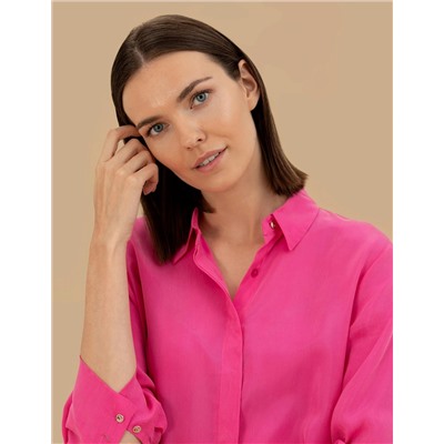 Fuşya Comfort Fit Uzun Kollu Gömlek