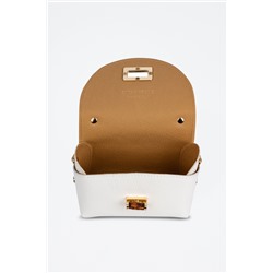 Bandolera de piel y madera Arzano - Blanco