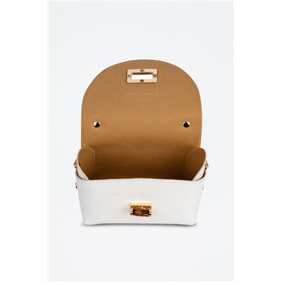 Bandolera de piel y madera Arzano - Blanco