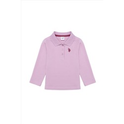Kız Çocuk Açık Manolya Basic Polo Yaka Sweatshirt