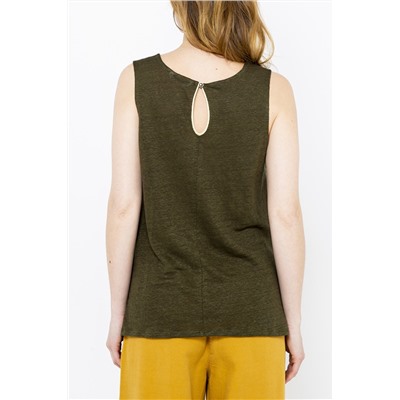 Camiseta de tirantes de lino Caqui