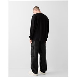 Faded dirty effect skater fit cargo jeans