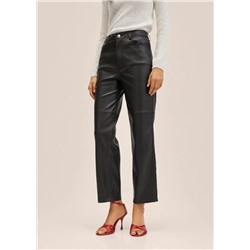Pantalón recto efecto piel -  Mujer | MANGO OUTLET Melilla