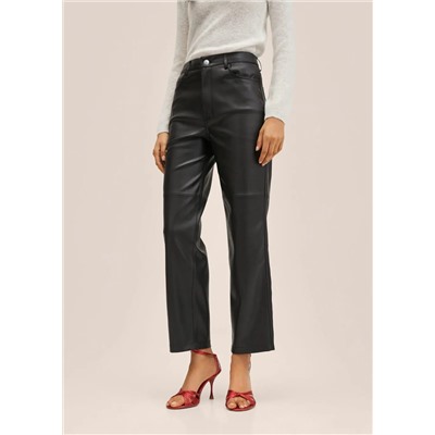 Pantalón recto efecto piel -  Mujer | MANGO OUTLET Melilla