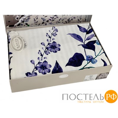 Постельное белье Карвен Stripe Satin с цветным принтом семейное N251-SB013 (7пр.)