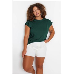Yeşil Kolları Bağlama Detaylı %100 Pamuk Örme T-Shirt TBBSS22BF0003
