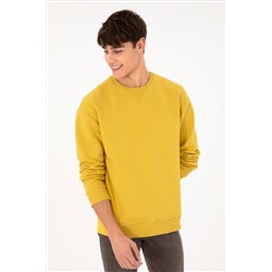 Erkek Sarı Basic Sweatshirt