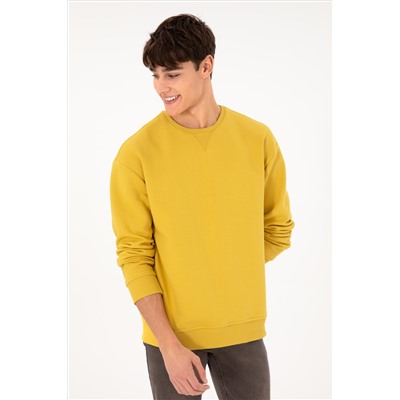 Erkek Sarı Basic Sweatshirt