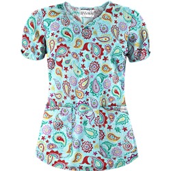 UA Gypsy Jewel Angel Blue Print Scrub Top