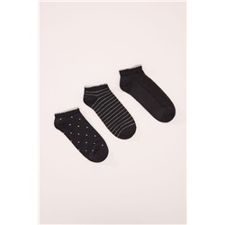 Pack 3 calcetines cortos negro lurex