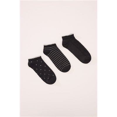 Pack 3 calcetines cortos negro lurex