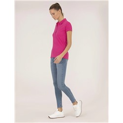 Fuşya Slim Fit Polo Yaka Basic Tişört