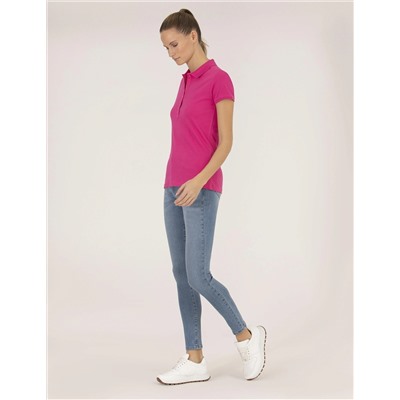 Fuşya Slim Fit Polo Yaka Basic Tişört