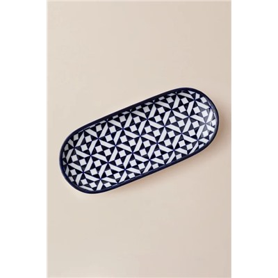 Rêve Bleu Ange New Bone China Servis Tabağı - 14 cm - Mavi/Beyaz
