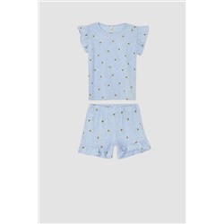 Defacto Kız Çocuk Desenli Kısa Kollu Şort Pijama Takım Y6167A622HS
