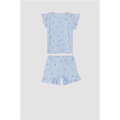 Defacto Kız Çocuk Desenli Kısa Kollu Şort Pijama Takım Y6167A622HS