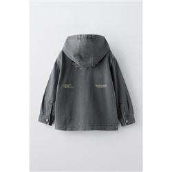 TWILL OVERSHIRT WITH HOOD