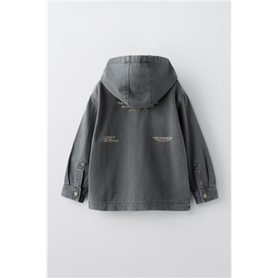 TWILL OVERSHIRT WITH HOOD