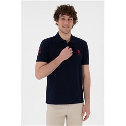 Erkek Slim Fit Polo Yaka Lacivert Basic Tişört