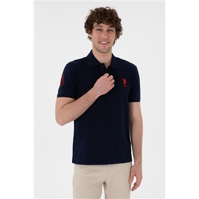 Erkek Slim Fit Polo Yaka Lacivert Basic Tişört