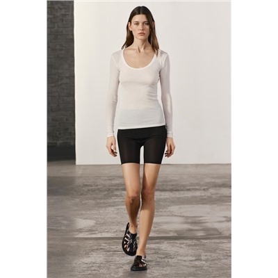 SEMI-SHEER MICRO-RIBBED TOP