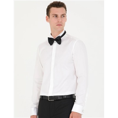 Beyaz Slim Fit Smokin Gömlek