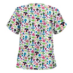 UA Mushroom Pickens White Print Scrub Top