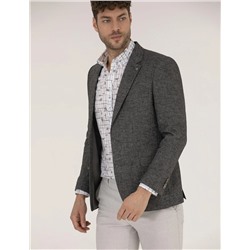 Antrasit Ekstra Slim Fit Keten Karışımlı Ceket