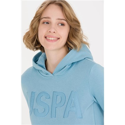 Kadın Mavi Kapüşonlu Sweatshirt