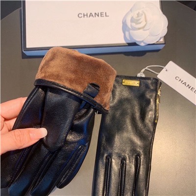 Женские утепленные кожаные перчатки  Chane*l