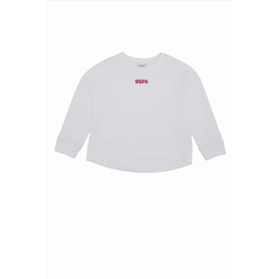 Çocuk Ekru Basic Bisiklet Yaka Sweatshirt