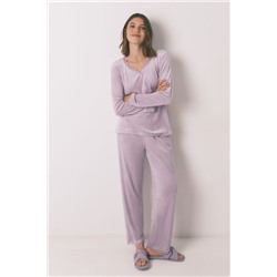 Pijama largo terciopelo lila