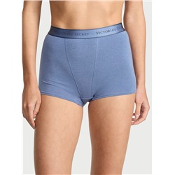 Logo Cotton High-Waist Boyshort Panty