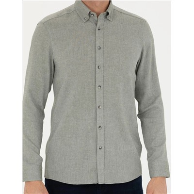 Yeşil Slim Fit Uzun Kollu Gömlek