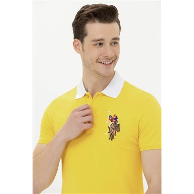 Erkek Koyu Sarı Basic Polo Yaka Tişört