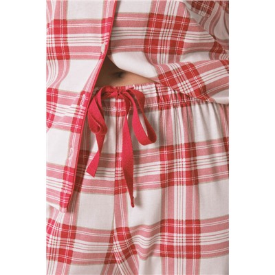 Pijama camisero 100% algodón cuadros rojos Mafalda